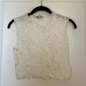 ZARA White Textured Top - S